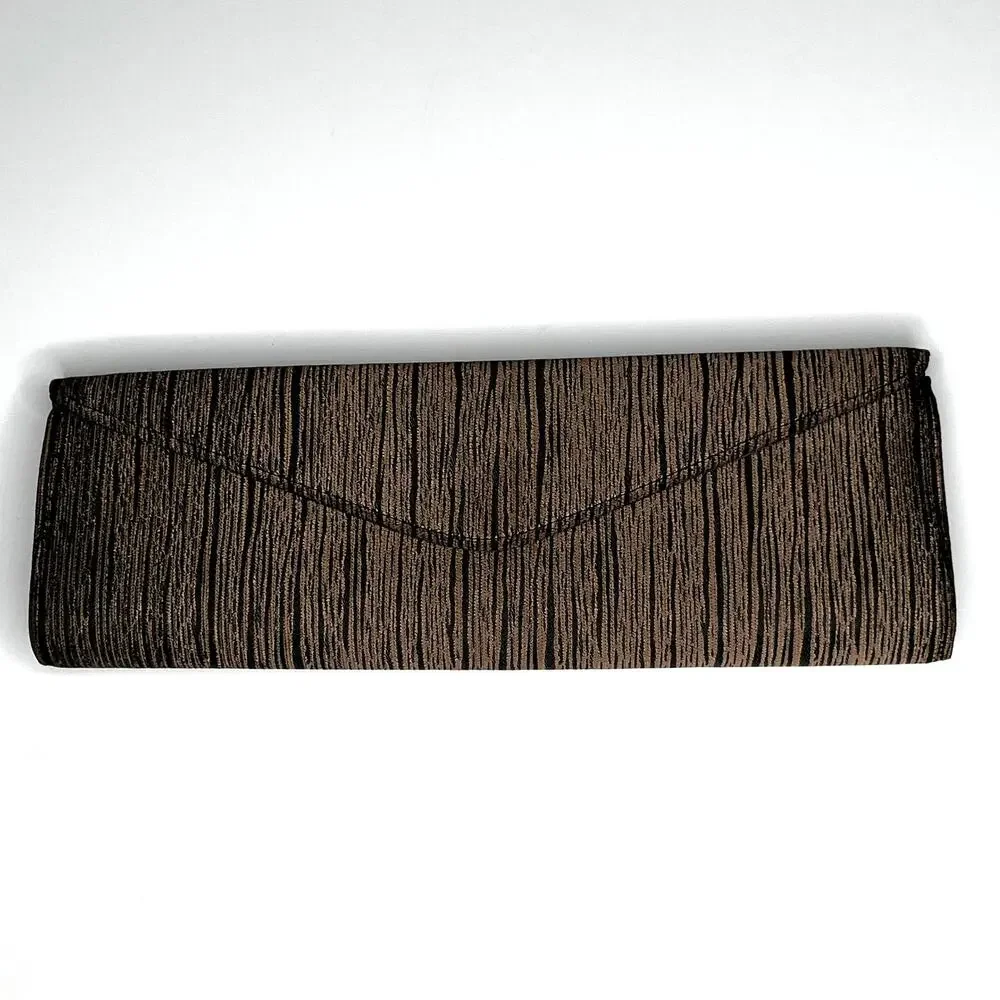 Vintage 1950s Brown Black Envelope Clutch Purse Handbag Garlands St Louis 1956